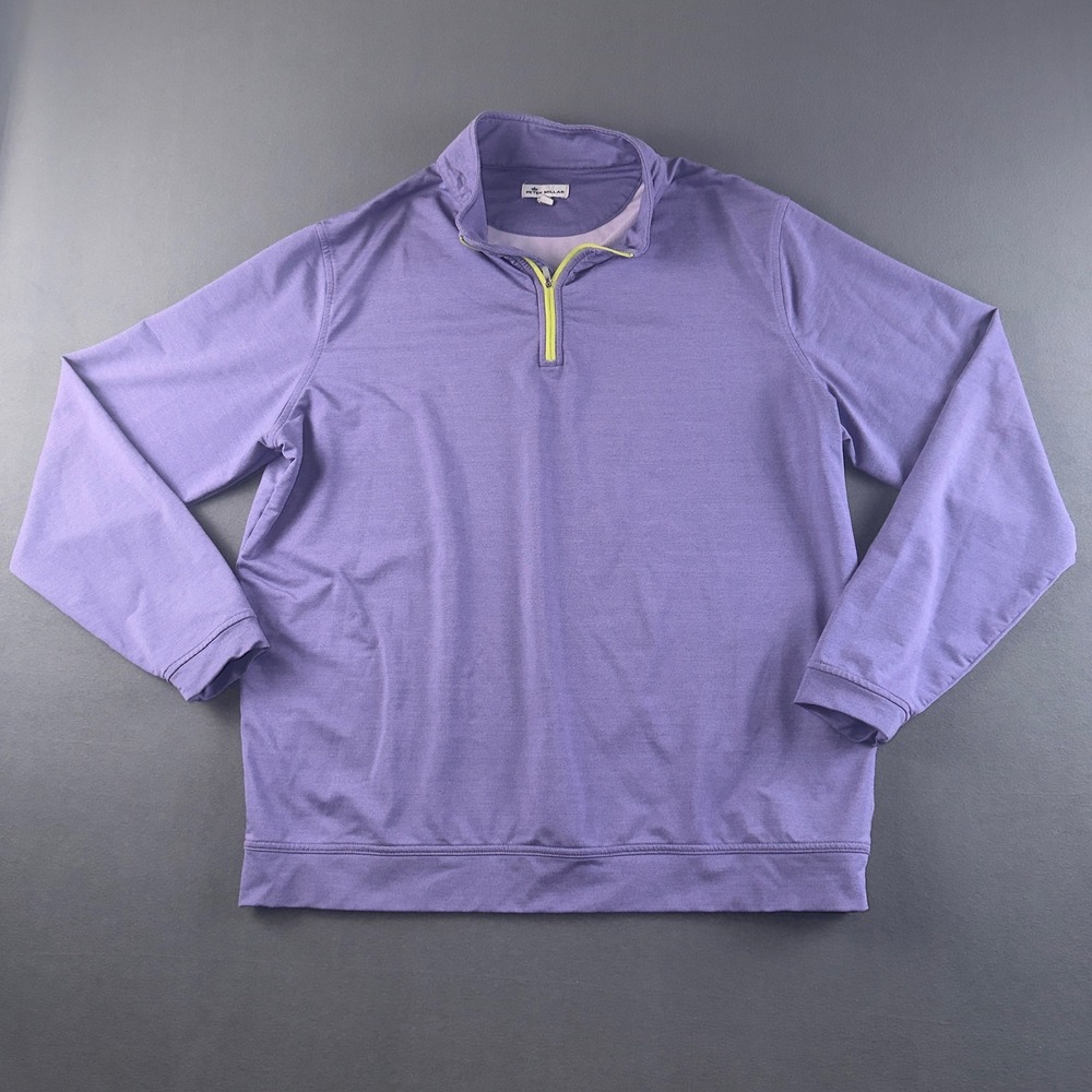 Peter Millar Lavender Quarter-Zip Pullover with Contrast Zip